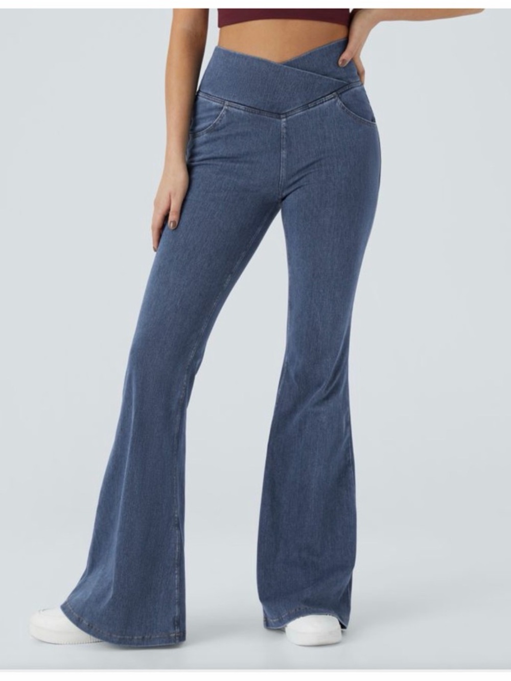 Halara Flex High Waisted Crossover Pocket Washed Casual Jeans Sz XL Petite US 16